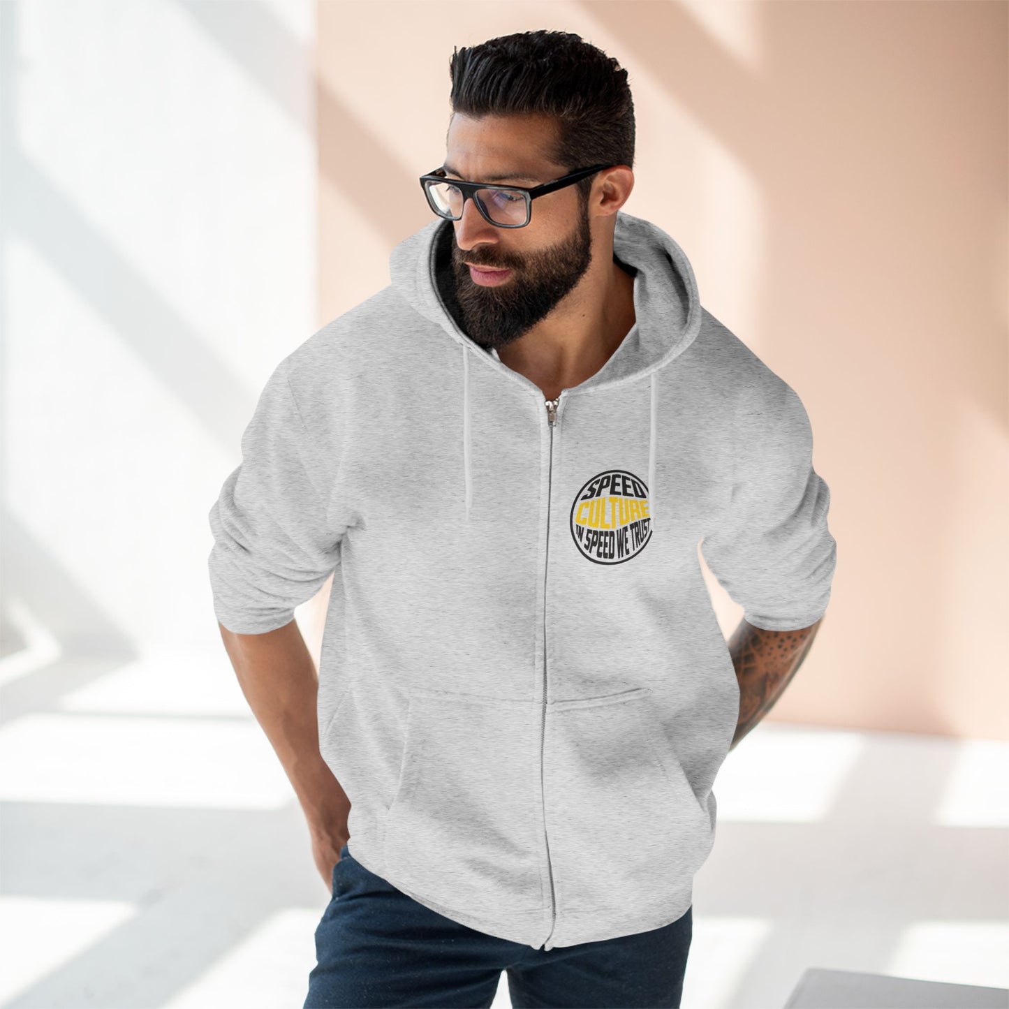 Speed Culture Zip-Up Hoodie – In Speed We Trust Racing Hoodie for Car Enthusiasts